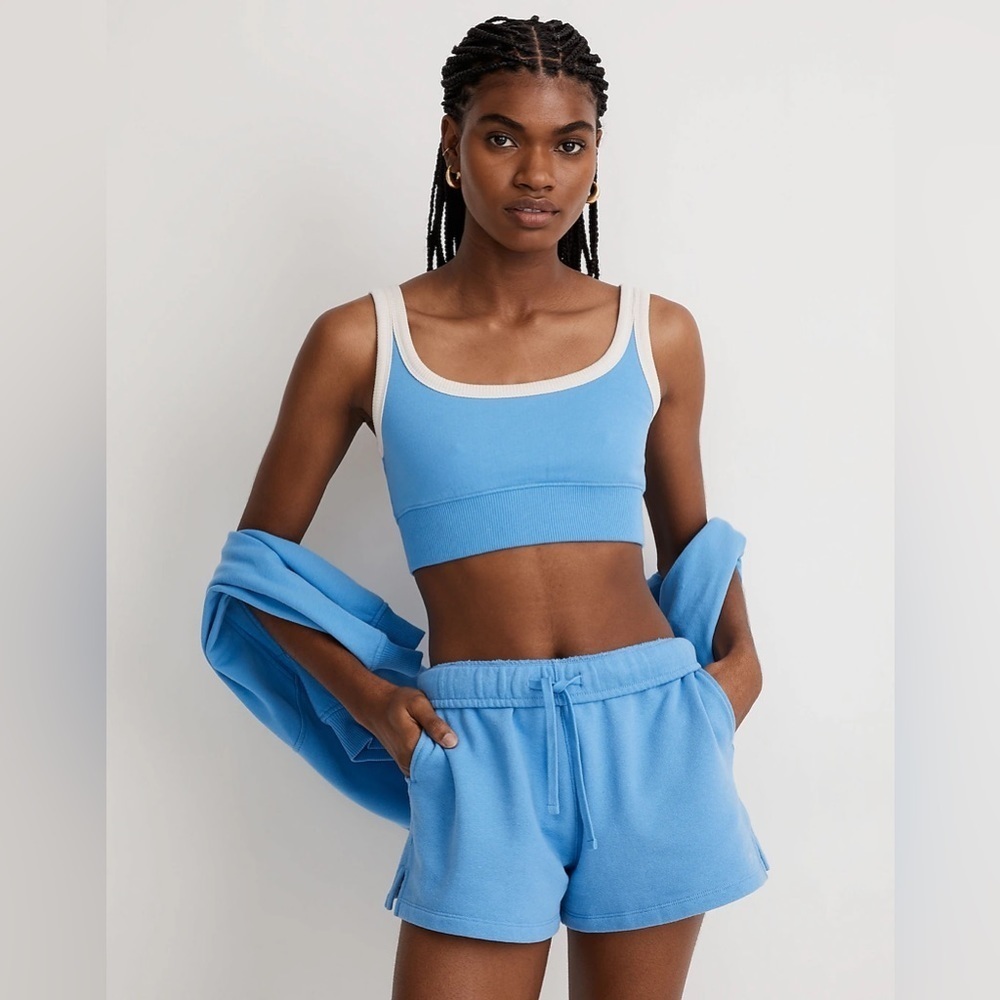 Madewell Terry Ribbed Bralette in Oasis Blue
